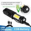 Mini Rechargeable LED Flashlight Use XPE + COB lamp beads 100 meters lighting distance Used for adventure; camping; etc.