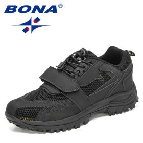 BONA 2022 New Designers Hiking Shoes Autumn Mountaineering Non-slip Footwear Men Trekking Sneakers Mansculino Walking Shoes (Color: Charcoal grey S gray)