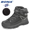 BONA 2022 New Designers Classics Winter Snow Boots Men Action Leather Super Warm Ankle Boots Man Hiking Boots Plush Shoes Male