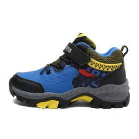 FLARUT Kids Winter Hiking Shoes Boys Waterproof Warm Thin Cotton Shoes Soft Non-slip Outdoor Sport Running Shoes Autumn Winter (Color: blue snow boot boy)