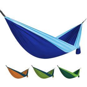 Outdoor Deluxe Portable Hammock Compact 1-Person 108"*54" Hammock Multi-Purpose Indoor/Outdoor- Hammock Kit with Tree Straps and Carabiners (Color: Blue)