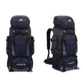 90L 80L Travel Bag Camping Backpack Hiking Army Climbing Bags (Color: Gray Color 90L Dark Blue  Bag)