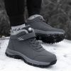 Winter Men Boots Plush Leather Waterproof Sneakers Climbing Hunting Shoes Unisex Lace-up Outdoor Warm Hiking Boot Man