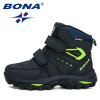 BONA 2020 New Designers Hiking Shoes Non-Slip Sneakers Boys Outdoor Sport Walking Climbing Shoes Kids Ankle Boots Plush Footwear