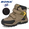 BONA 2020 New Designers Hiking Shoes Non-Slip Sneakers Boys Outdoor Sport Walking Climbing Shoes Kids Ankle Boots Plush Footwear